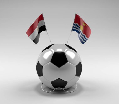 Mısır - Kiribati Futbol Bayrakları, Beyaz Arkaplan - 3D Render