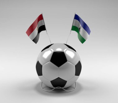 Mısır - Lesotho Futbol Bayrakları, Beyaz Arkaplan - 3D Render