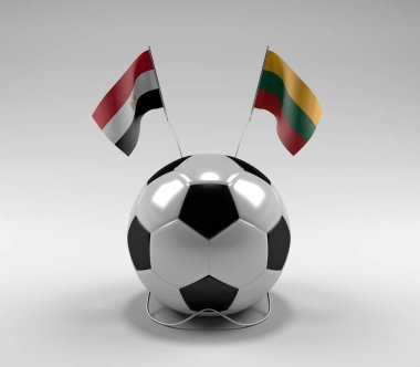Mısır - Litvanya Futbol Bayrakları, Beyaz Arkaplan - 3D Render