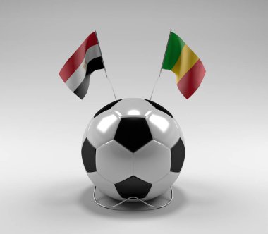 Mısır - Mali Futbol Bayrakları, Beyaz Arkaplan - 3D Render