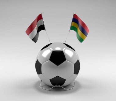 Mısır - Mauritius Futbol Bayrakları, Beyaz Arkaplan - 3D Render