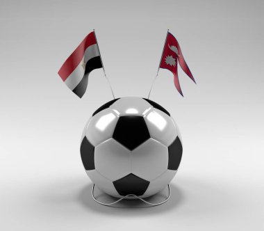 Mısır - Nepal Futbol Bayrakları, Beyaz Arkaplan - 3D Render