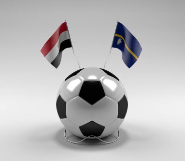 Mısır - Nauru Futbol Bayrakları, Beyaz Arkaplan - 3D Render