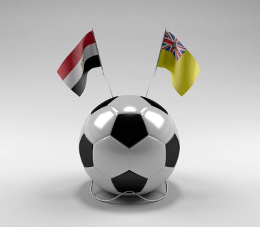 Mısır - Niue Futbol Bayrakları, Beyaz Arkaplan - 3D Render