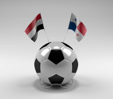 Mısır - Panama Futbol Bayrakları, Beyaz Arkaplan - 3D Render