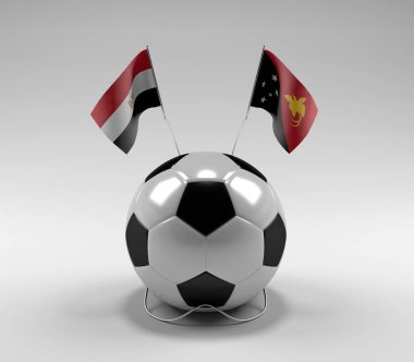 Mısır - Papua-Yeni Gine Futbol Bayrakları, Beyaz Arkaplan - 3D Render