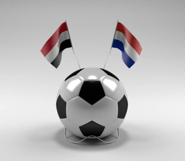 Mısır - Paraguay Futbol Bayrakları, Beyaz Arkaplan - 3D Render