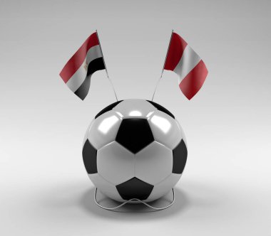 Mısır - Peru Futbol Bayrakları, Beyaz Arkaplan - 3D Render