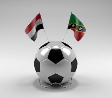 Mısır - Saint-Kitts-and-Nevis Futbol Bayrakları, Beyaz Arkaplan - 3D Render