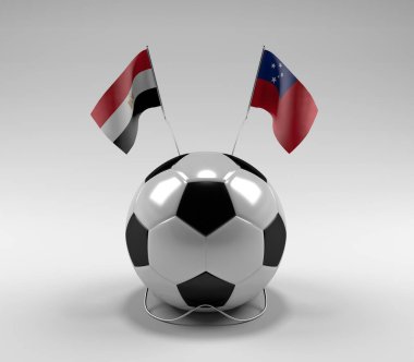 Mısır - Samoa Futbol Bayrakları, Beyaz Arkaplan - 3D Render