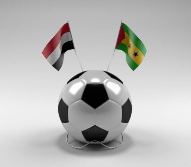 Mısır - Sao-Tome-Principe Futbol Bayrakları, Beyaz Arkaplan - 3D Render