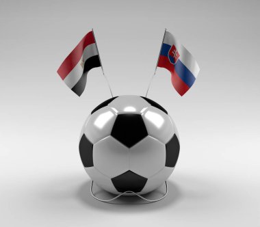 Mısır - Slovakya Futbol Bayrakları, Beyaz Arkaplan - 3D Render