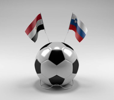 Mısır - Slovenya Futbol Bayrakları, Beyaz Arkaplan - 3D Render