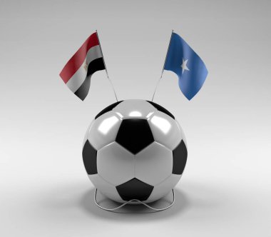 Mısır - Somali Futbol Bayrakları, Beyaz Arkaplan - 3D Render