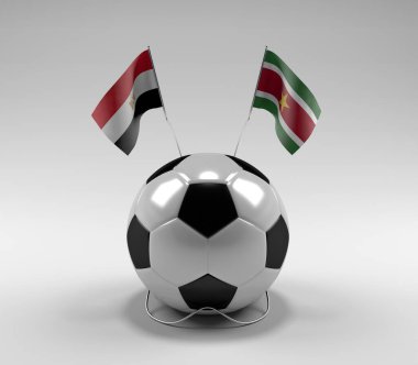 Mısır - Surinam Futbol Bayrakları, Beyaz Arkaplan - 3D Render