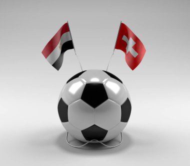 Mısır - İsviçre Futbol Bayrakları, Beyaz Arkaplan - 3D Render