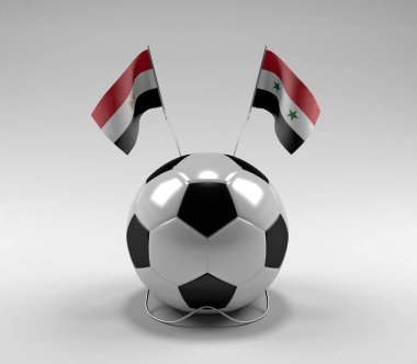 Mısır - Suriye Futbol Bayrakları, Beyaz Arkaplan - 3D Render