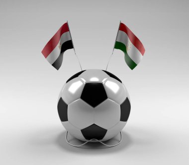 Mısır - Tacikistan Futbol Bayrakları, Beyaz Arkaplan - 3D Render