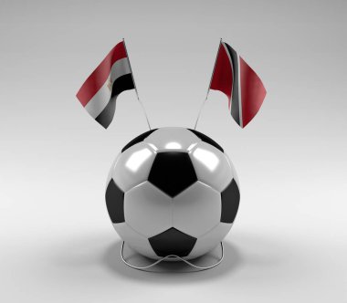 Mısır - Trinidad ve Tobago Futbol Bayrakları, Beyaz Arkaplan - 3D Render