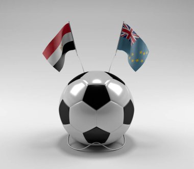 Mısır - Tuvalu Futbol Bayrakları, Beyaz Arkaplan - 3D Render