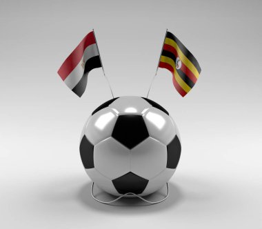 Mısır - Uganda Futbol Bayrakları, Beyaz Arkaplan - 3D Render