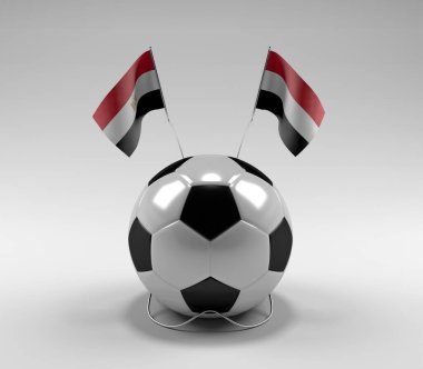 Mısır - Yemen Futbol Bayrakları, Beyaz Arkaplan - 3D Render