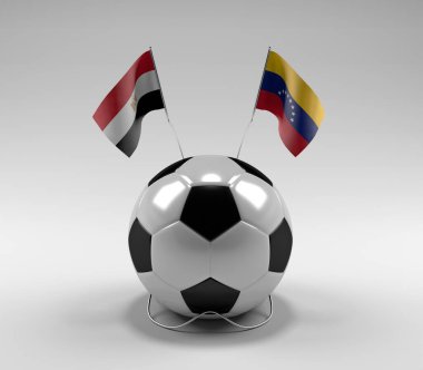 Mısır - Venezuela Futbol Bayrakları, Beyaz Arkaplan - 3D Render