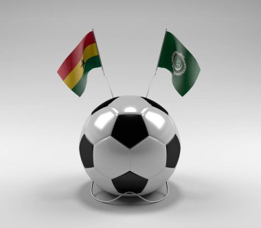 Gana - Arap Ligi Futbol Bayrakları, Beyaz Arkaplan - 3D Render