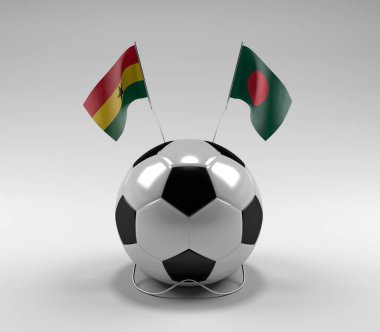 Gana - Bangladeş Futbol Bayrakları, Beyaz Arkaplan - 3D Render