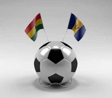 Gana - Barbados Futbol Bayrakları, Beyaz Arkaplan - 3D Render