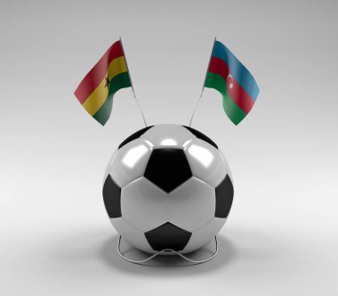 Gana - Azerbaycan Futbol Bayrakları, Beyaz Arkaplan - 3D Render