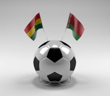 Gana - Beyaz Futbol Bayrakları, Beyaz Arkaplan - 3D Render