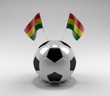Gana - Bolivya Futbol Bayrakları, Beyaz Arkaplan - 3D Render