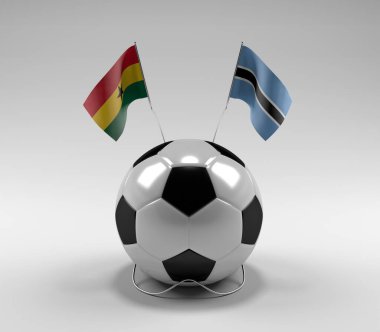 Gana - Botswana Futbol Bayrakları, Beyaz Arkaplan - 3D Render