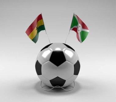 Gana - Burundi Futbol Bayrakları, Beyaz Arkaplan - 3D Render