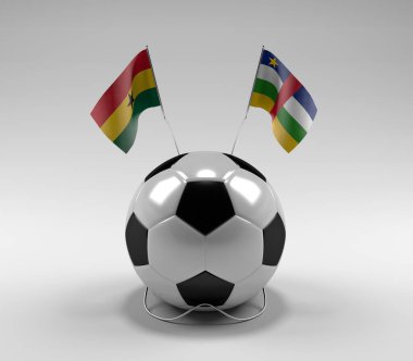 Gana - Orta Afrika Cumhuriyeti Futbol Bayrakları, Beyaz Arkaplan - 3D Render