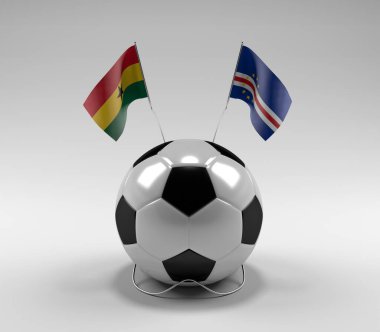 Gana - Cape-Verde Futbol Bayrakları, Beyaz Arkaplan - 3D Render