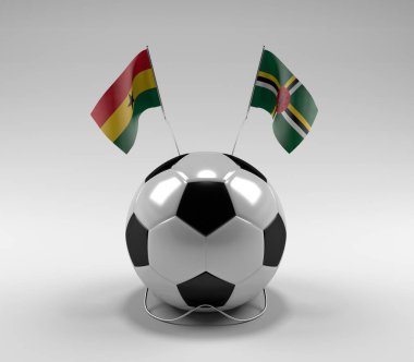 Gana - Dominica Futbol Bayrakları, Beyaz Arkaplan - 3D Render