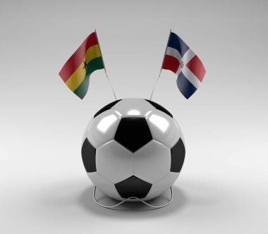 Gana - Dominik Cumhuriyeti Futbol Bayrakları, Beyaz Arkaplan - 3D Render