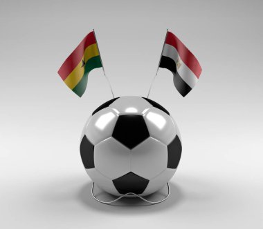 Gana - Mısır Futbol Bayrakları, Beyaz Arkaplan - 3D Render