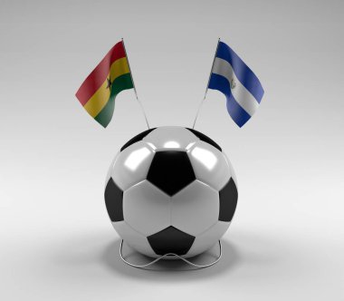 Gana - El-Salvador Futbol Bayrakları, Beyaz Arkaplan - 3D Render