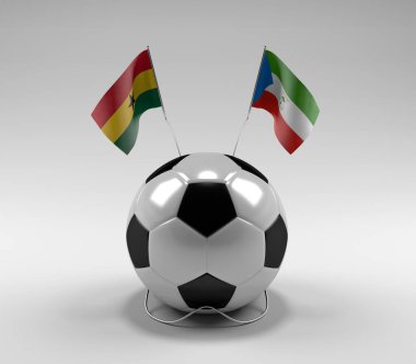 Gana - Ekvator-Gine Futbol Bayrakları, Beyaz Arkaplan - 3D Render