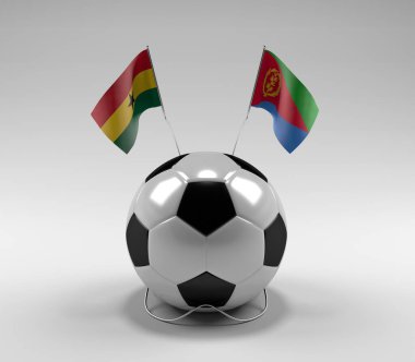 Gana - Eritre Futbol Bayrakları, Beyaz Arkaplan - 3D Render