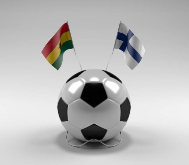 Gana - Finlandiya Futbol Bayrakları, Beyaz Arkaplan - 3D Render