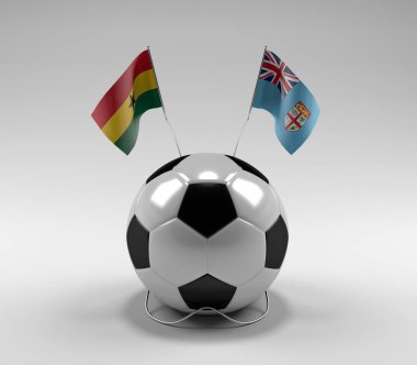 Gana - Fiji Futbol Bayrakları, Beyaz Arkaplan - 3D Render