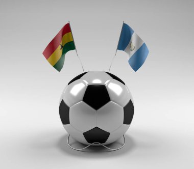 Gana - Guatemala Futbol Bayrakları, Beyaz Arkaplan - 3D Render
