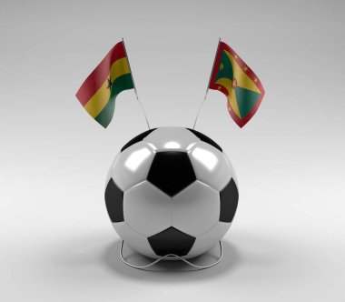 Gana - Grenada Futbol Bayrakları, Beyaz Arkaplan - 3D Render