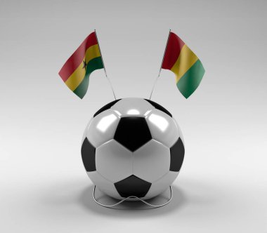 Gana - Gine Futbol Bayrakları, Beyaz Arkaplan - 3D Render