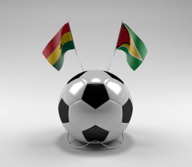 Gana - Guyana Futbol Bayrakları, Beyaz Arkaplan - 3D Render