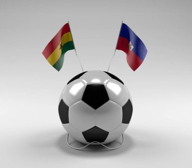Gana - Haiti Futbol Bayrakları, Beyaz Arkaplan - 3D Render